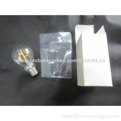 LED filament bulb, A60, 4W, glass cover, 220-240 or 110-130V AC, CE- and RoHS-, TUV-approved